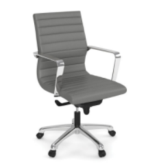 Gray Leather Mid Back Executive Chair